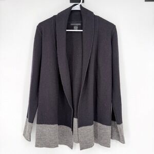 Grace Elements 100% Wool Cardigan Womens S Charcoal Grey Shawl Collar Open Front